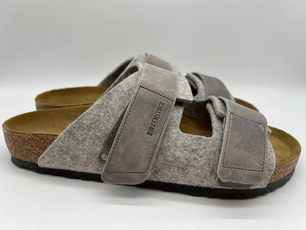 Birkenstock Uji Natural Leather Felt Light Gray Sandal Men’s Size 10 New